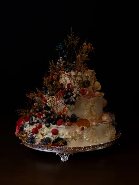 Tiered cake with berries